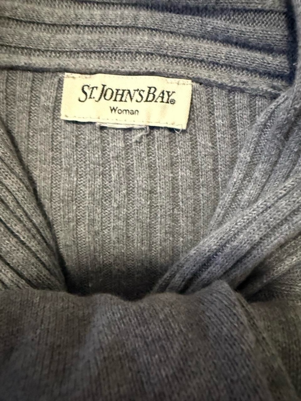 St. John's Bay Gray Ribbed Open-Front Cardigan - Picture 2 of 2